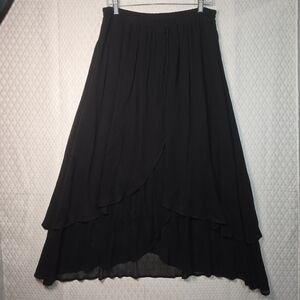 KAREN KANE BLACK LAYERED TIERED SKIRT BLACK WOMENS PARTY SIZE 16